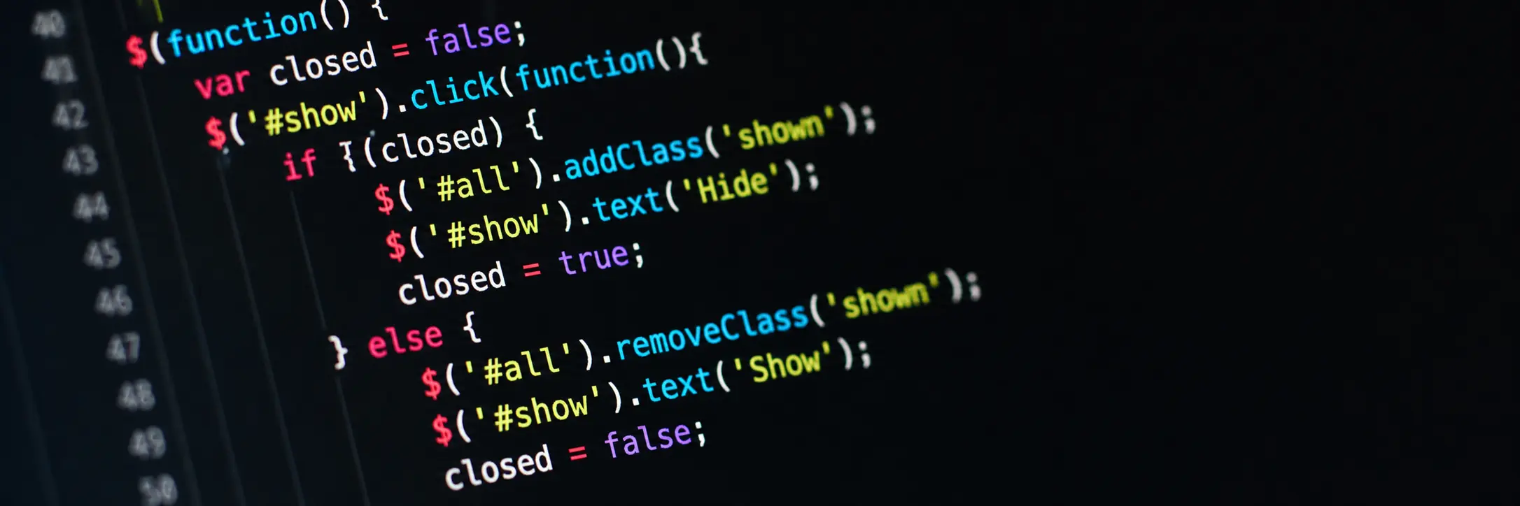 Colorful code on a dark screen