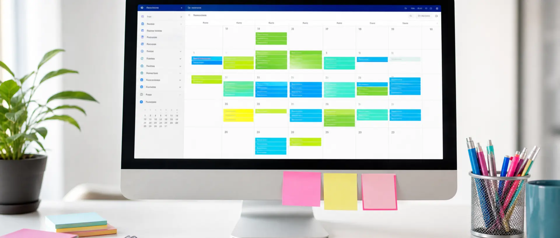 Content calendar open on a desktop monitor