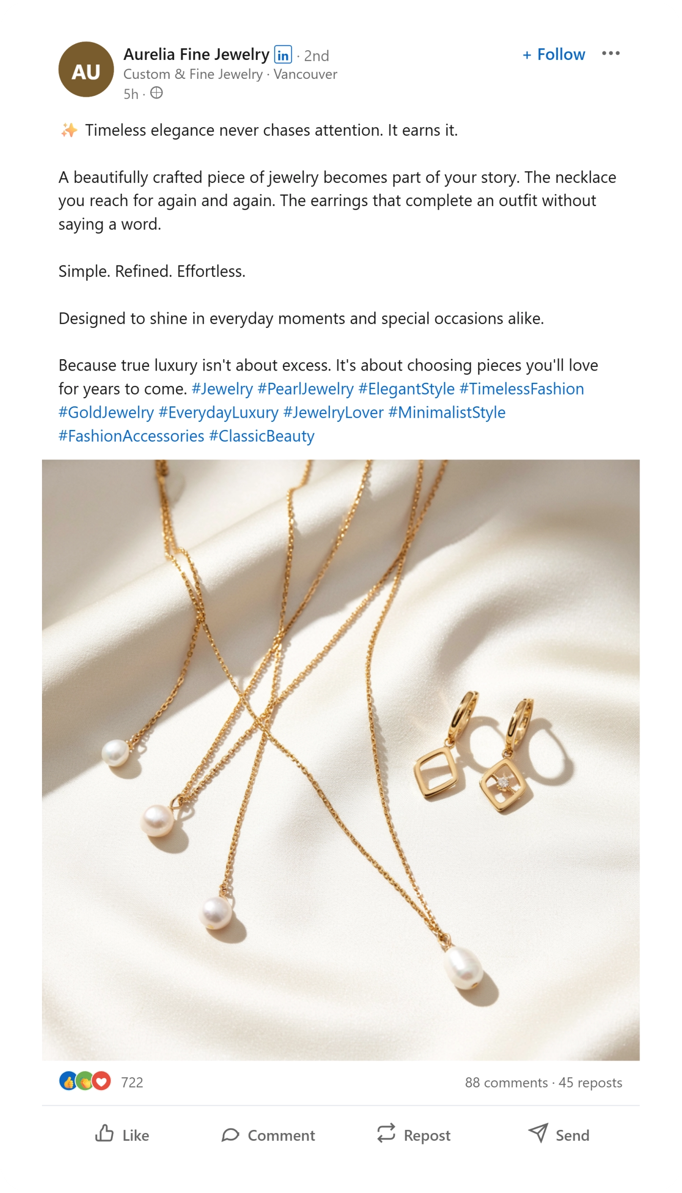 Boutique Retail LinkedIn post
