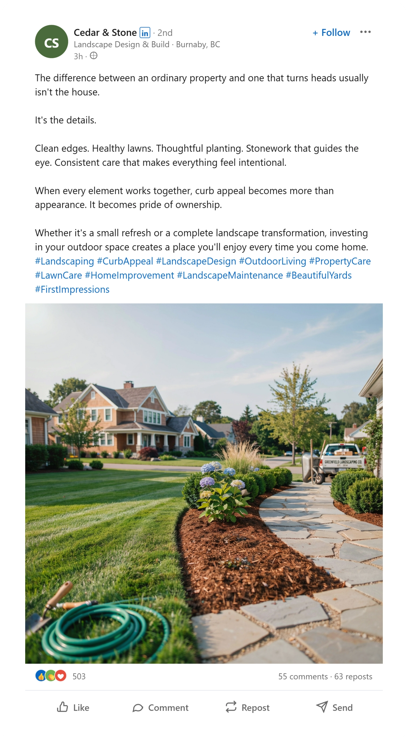 Home Services LinkedIn post