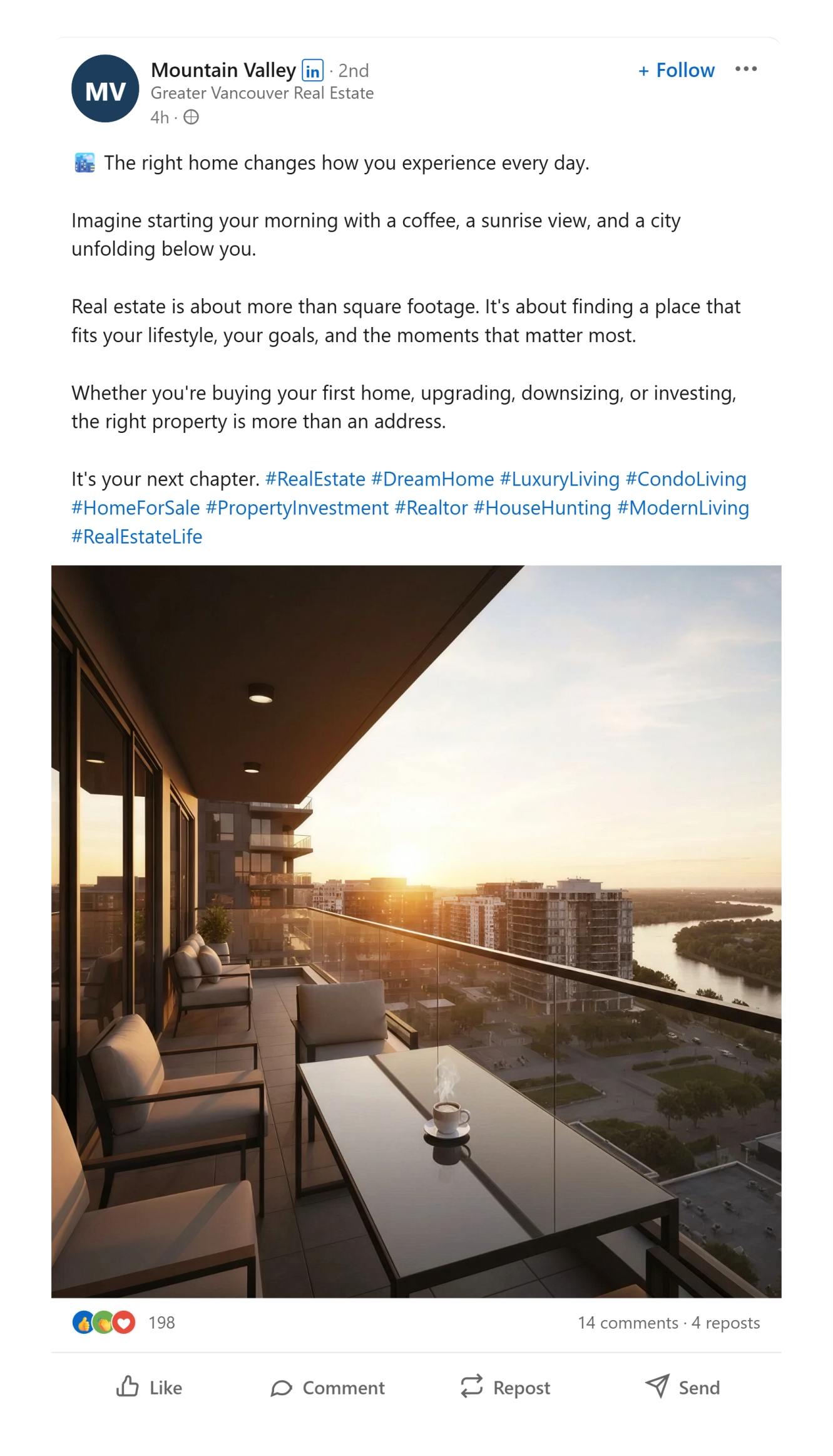 Real Estate LinkedIn post