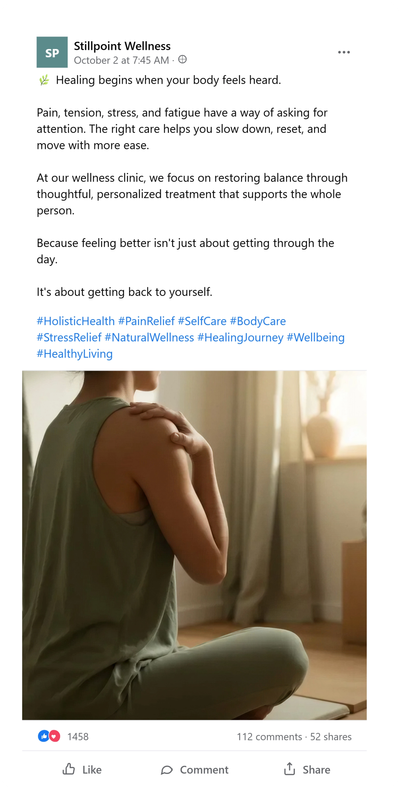 Wellness Facebook post