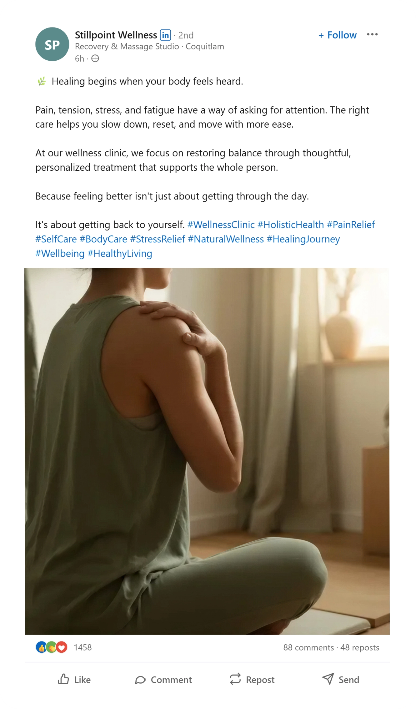 Wellness LinkedIn post